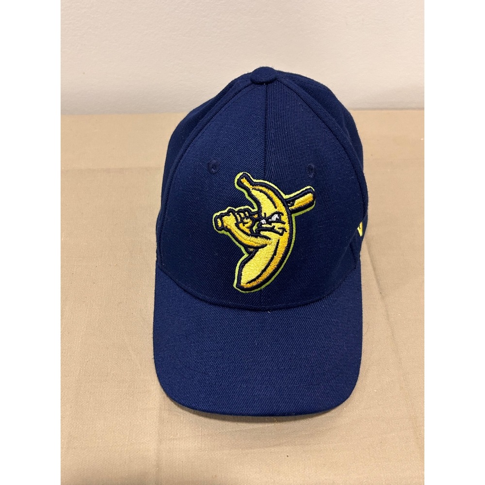 Kid Navy Blue baseball cap Savannah Bananas "batting banana" logo.